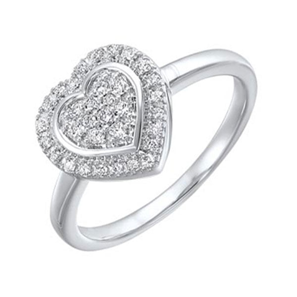 diamond halo heart cluster promise ring in sterling silver (1/5ctw)