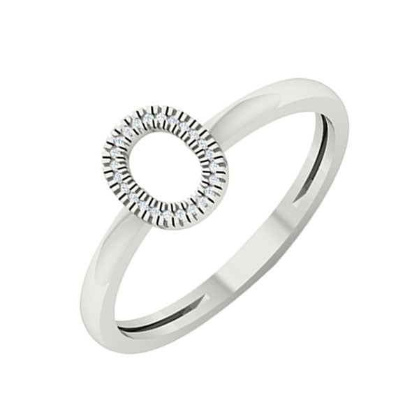 diamond initial o stackable ring in white gold (0.03ctw)