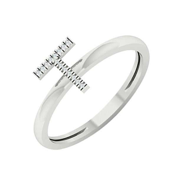 diamond initial t stackable ring in white gold (0.03ctw)