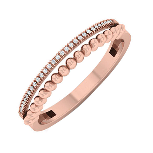 diamond double row bead stackable ring in yellow gold (0.05ctw)