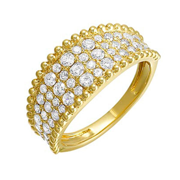 diamond studded milgrain ring in 14k yellow gold (1 ct. tw.)
