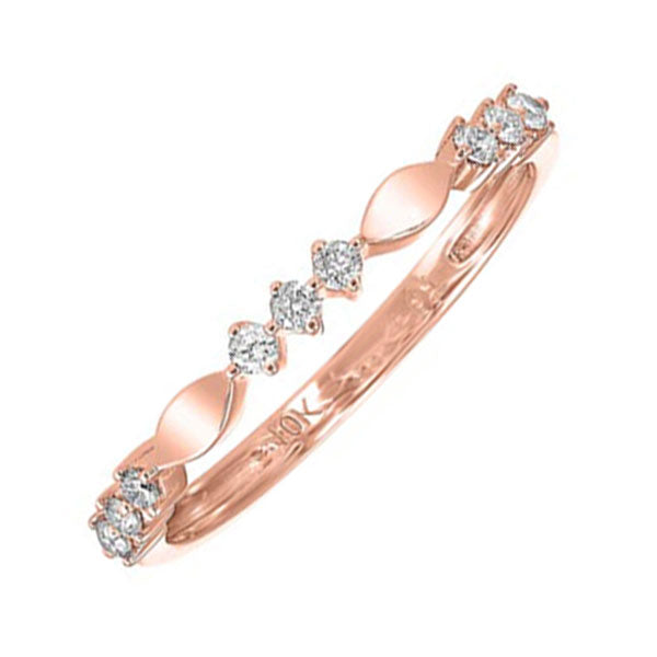 diamond 3-stone marquise pattern stackable ring in 10k rose gold (1/7ctw)