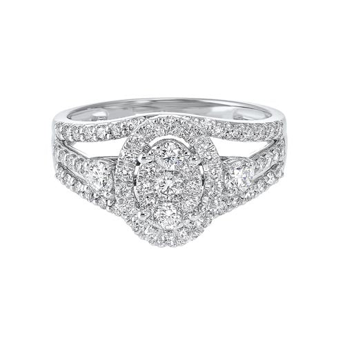 diamond vintage split bridal ring set in 14k white gold (1ctw)
