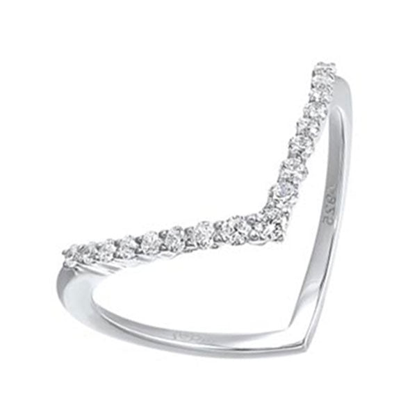 diamond v-shaped stackable wedding ring in sterling silver (1/4ctw)