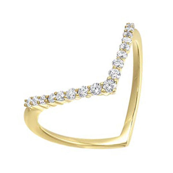 diamond v-shaped stackable wedding ring in yellow gold (1/4ctw)