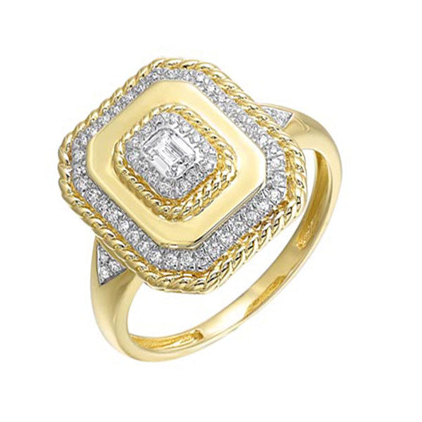 diamond twisted rope signet ring in 14k yellow gold (1/3ctw)