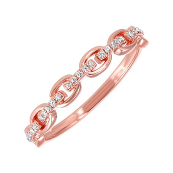 diamond cable chain rose gold stackable wedding ring (0.08ctw)
