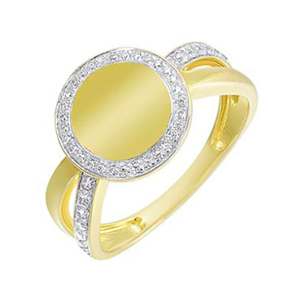 diamond medallion signet ring in 14k yellow gold (1/4ctw)