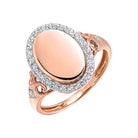 diamond vintage oval signet ring in 14k rose gold (1/4ctw)