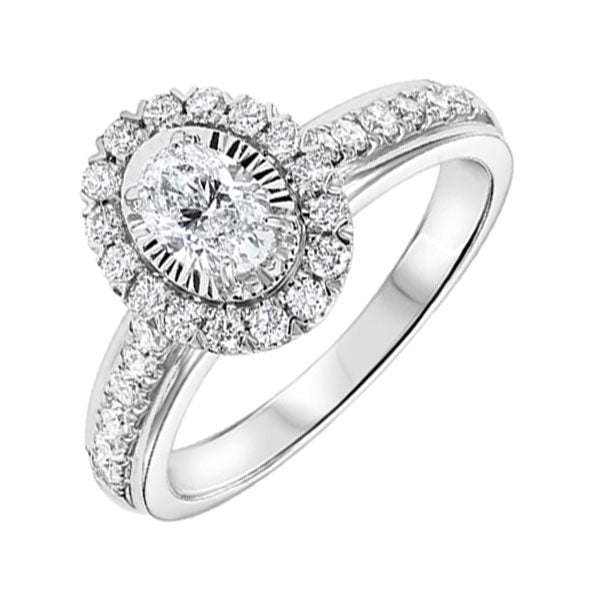 14k white gold tru-reflections oval halo prong ring (1 ct. tw.)