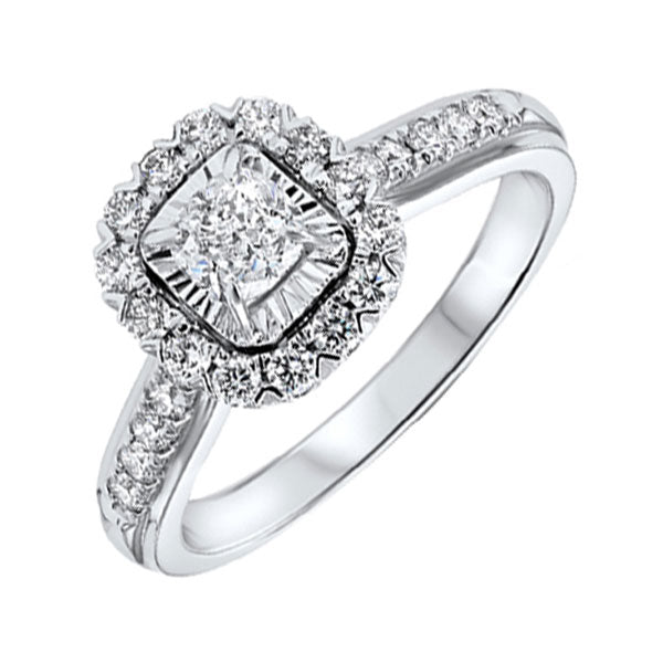 14k white gold tru-reflections cushion halo prong ring (1 ct. tw.)