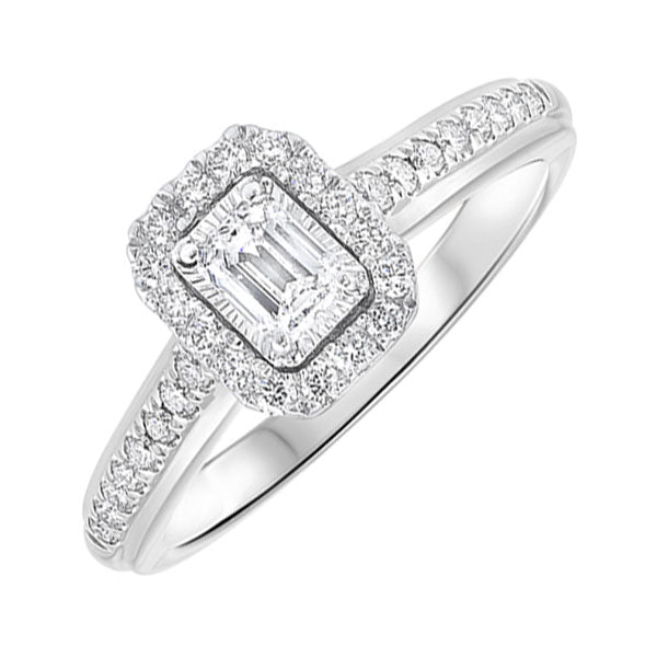 emerald cut diamond engagement promise ring in 14k white gold (1/2ctw)