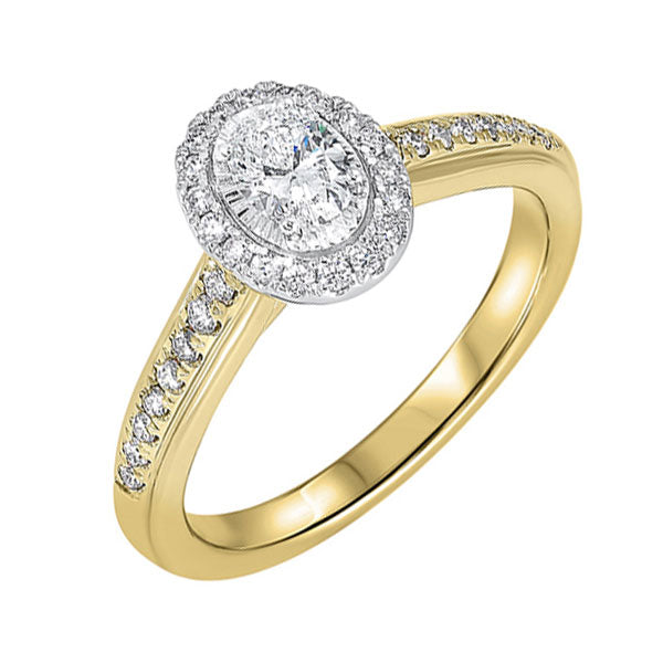 diamond oval halo antique promise ring in 14k two-tone gold (1/2 ctw)