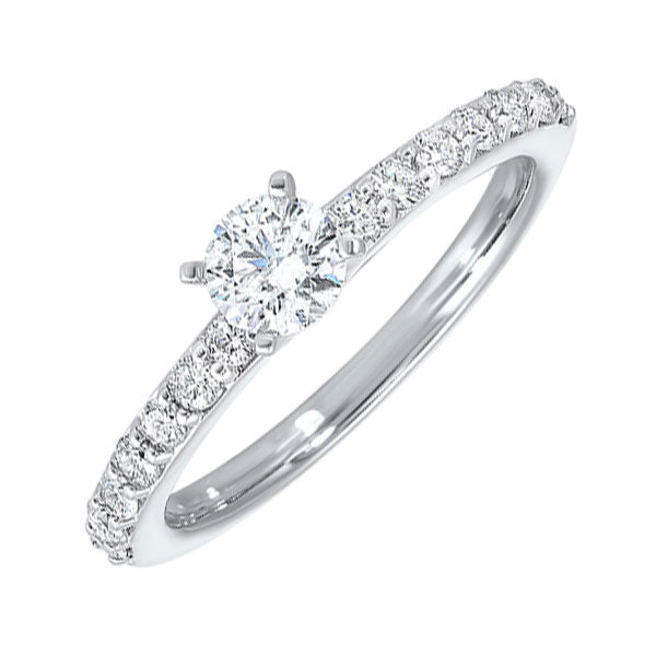 14k white gold cash&carry shared prong diamond ring (3/4 ct. tw.)