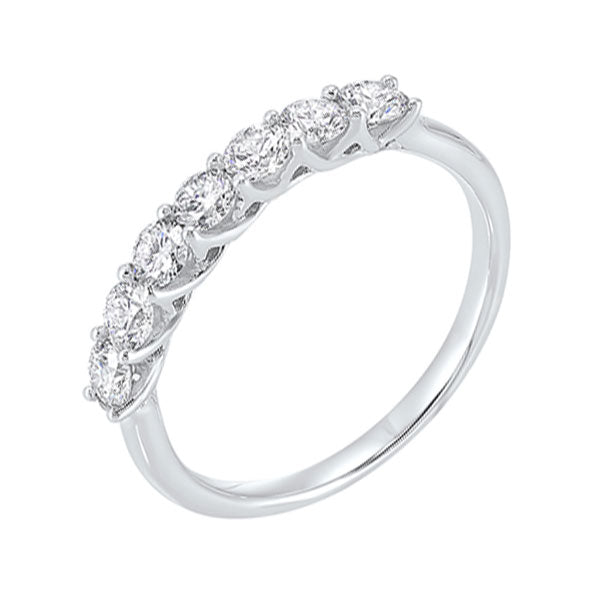 14k white gold 7 stone shared prong diamond band (3/4 ct. tw.)