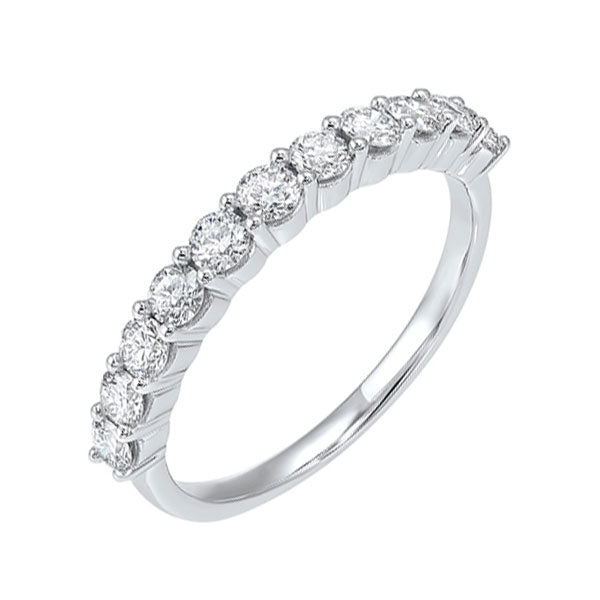 14k white gold 11 stone shared prong diamond band (3/4 ct. tw.)