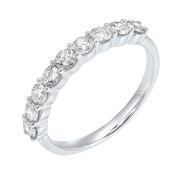 14k white gold 9 stone shared prong diamond band (3/4 ct. tw.)