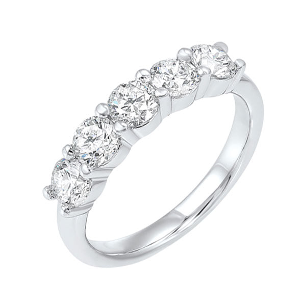 five stone shared prong diamond band in 14k white gold (1/4 ct. tw.)