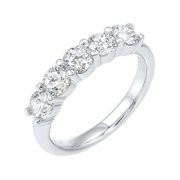 five stone shared prong diamond band in 14k white gold (1/2 ct. tw.)