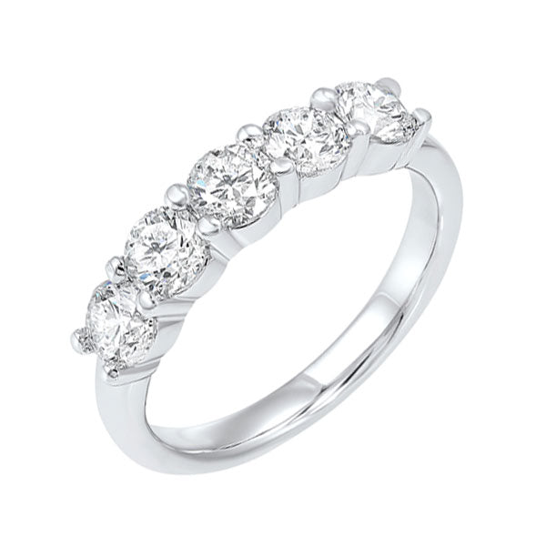 five stone shared prong diamond band in 14k white gold (3/4 ct. tw.)