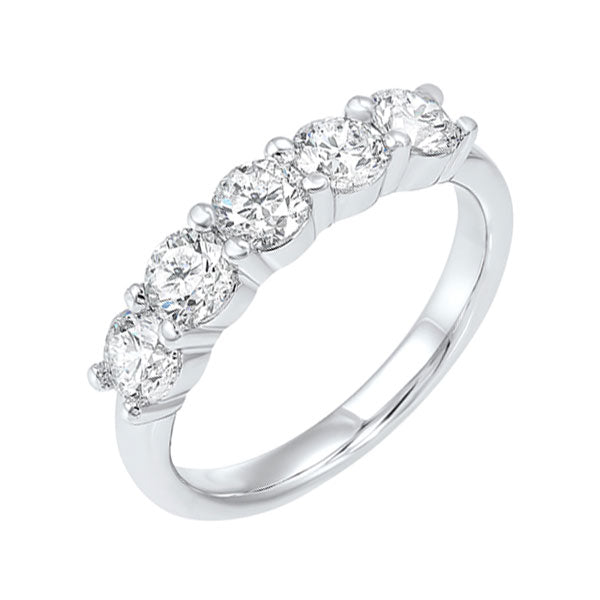 five stone shared prong diamond band in 14k white gold (1 ct. tw.)