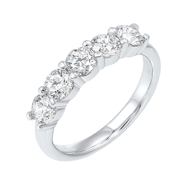 five stone shared prong diamond band in 14k white gold (1 1/4 ct. tw.)