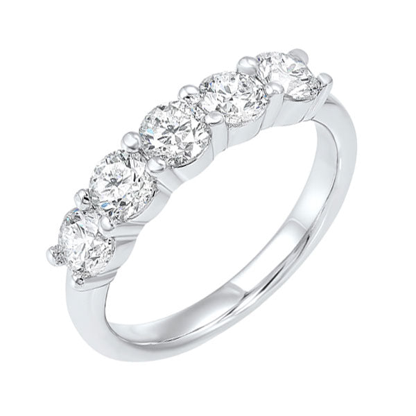 five stone shared prong diamond band in 14k white gold (1 1/2 ct. tw.)