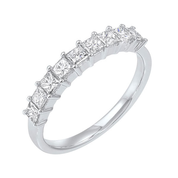 14k white gold 9 stone shared prong diamond band (3/4 ct. tw.)