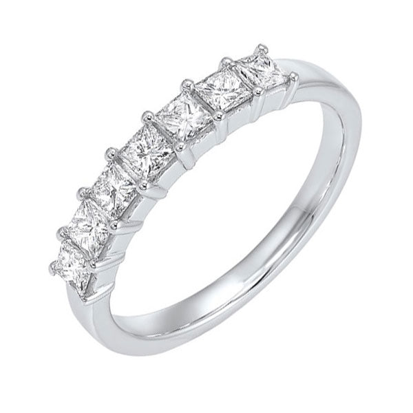 14k white gold 7 stone shared prong diamond band (3/4 ct. tw.)