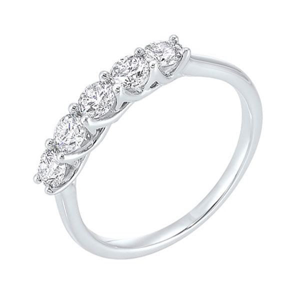 14k white gold 5 stone shared prong diamond band 1 (1/4 ct. tw.)