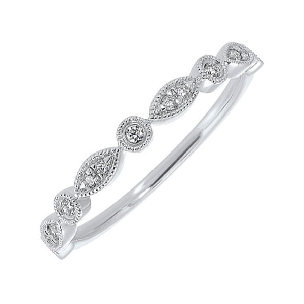 diamond bezel marquise milgrain stackable band in 14k white gold (1/10 ctw)