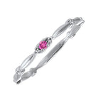 pink tourmaline solitaire antique style slender stackable band in 10k white gold