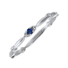 sapphire solitaire antique style slender stackable band in 10k white gold