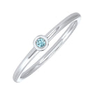 10k white gold stackable bezel aquamarine band