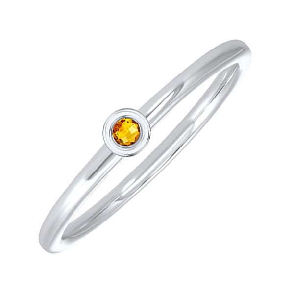 10k white gold stackable bezel citrine band