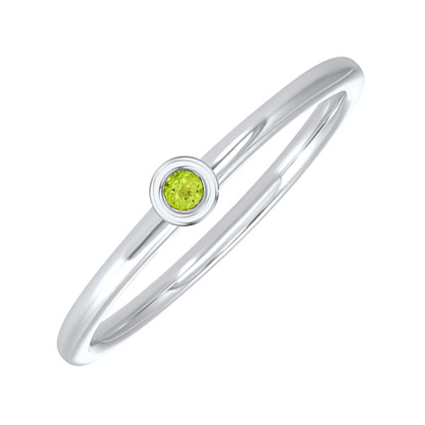 10k white gold stackable bezel peridot band