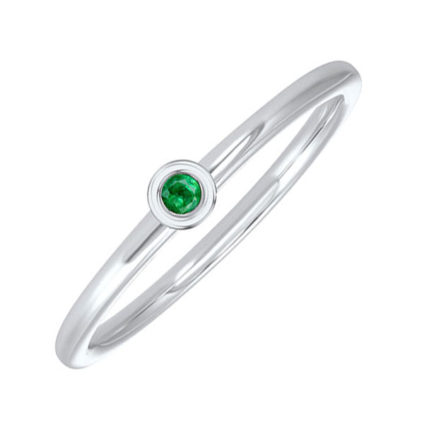 emerald birthstone ring in 10k white gold