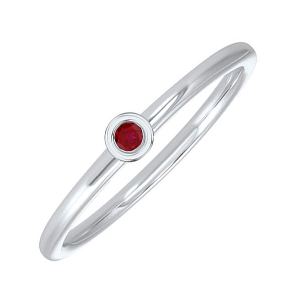 10k white gold stackable bezel garnet band