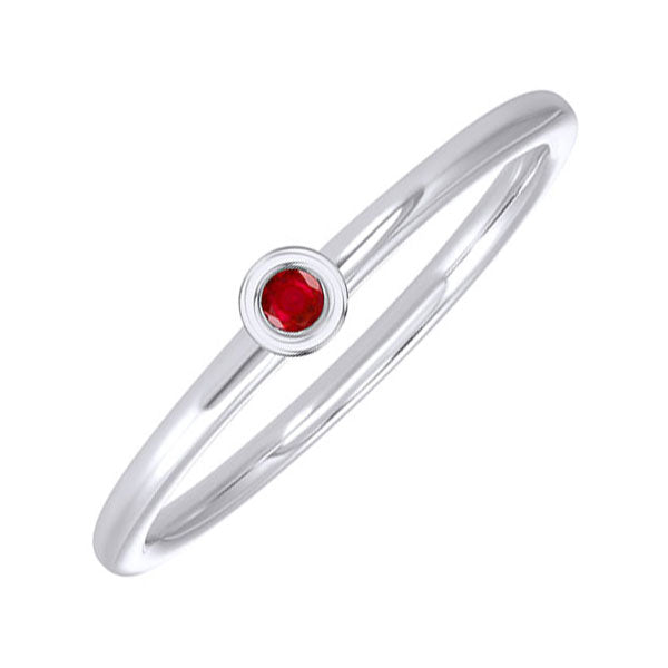 ruby birthstone ring in 10k white gold