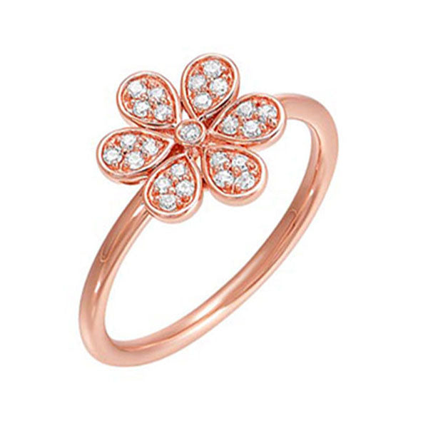 diamond blooming daisy flower ring in gold (1/7ctw)