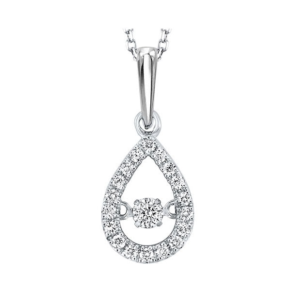 10k white gold rol prong diamond necklace 1/5ct