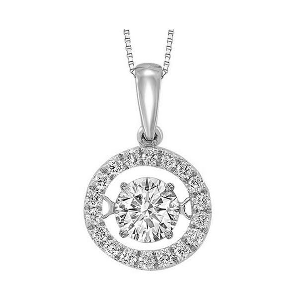 rhythm of love diamond halo pendant in 14k white gold (1 ct. tw.)