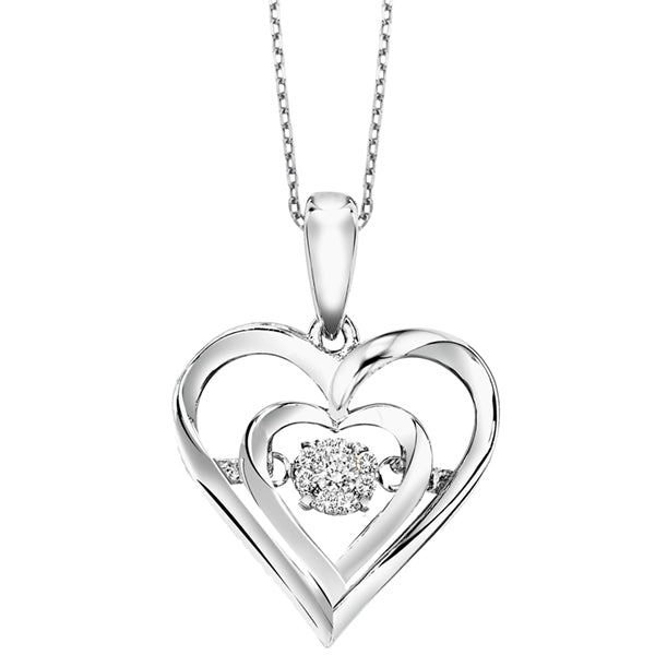diamond rol rhythm of love double heart pendant in sterling silver