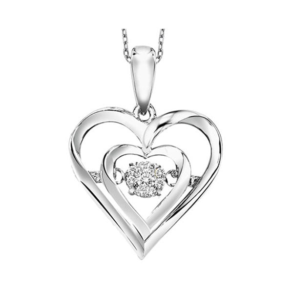 diamond rol rhythm of love double heart pendant in sterling silver