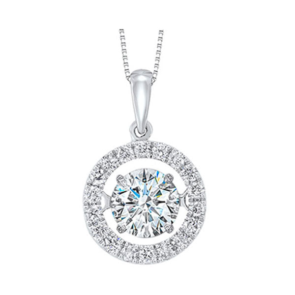 rhythm of love diamond halo pendant in 14k white gold (2 ct. tw.)