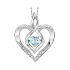 synthetic aquamarine heart infinity symbol rol rhythm of love pendant in sterling silver