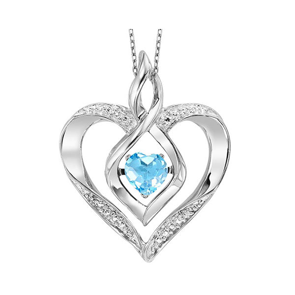 synthetic blue topaz heart infinity symbol rol rhythm of love pendant in sterling silver