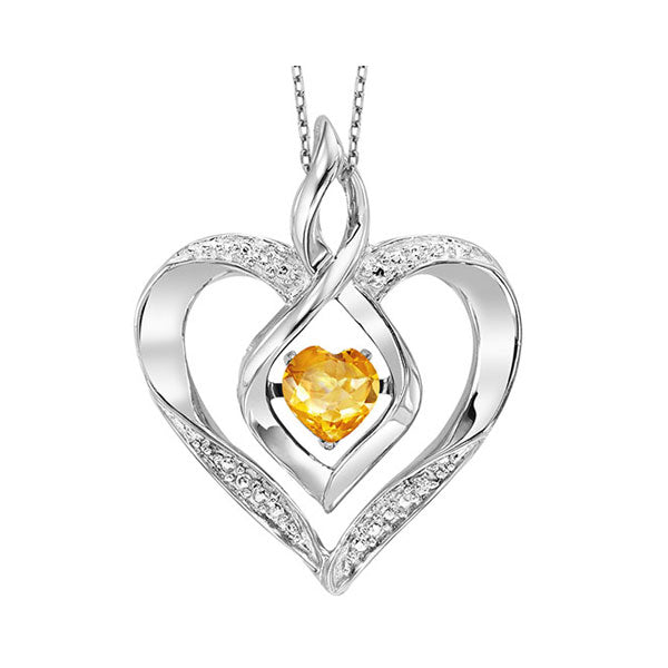 synthetic citrine heart infinity symbol rol rhythm of love pendant in sterling silver