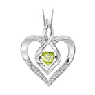 synthetic peridot heart infinity symbol rol rhythm of love pendant in sterling silver