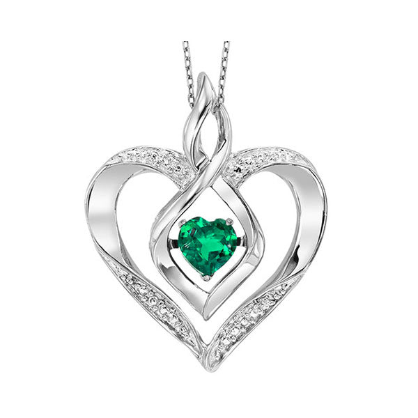 synthetic emerald heart infinity symbol rol rhythm of love pendant in sterling silver